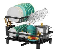 PAWNORA 2 Tier Dish Drainer Holder 2 Tier Dish Rack (Black) 1X in Black PAWNORA Black