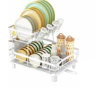 PAWNORA 2 Tier Dish Drainer Holder 2 Tier Dish Rack (White) 1X in White PAWNORA White