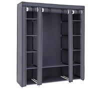 PAWNORA Grey Fabric Canvas Wardrobe Clothes Hanging Shelve Storage Cupboard | Size: 0.6m2 PAWNORA Grey 0.6m2