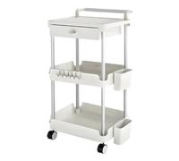 PAWNORA Levede 3 Tier Kitchen Trolley Cart on Wheels in White PAWNORA White