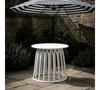 PAWNORA Plastic Garden Side Table Round Optic White PAWNORA White