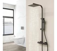 PAWNORA Shower Mixer Twin head Square Bar Set Matte Black PAWNORA Black