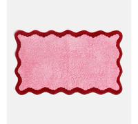 PAWNORA Soft Non Slip Scallop Bath Mat Novelty Contrast Edge Rug in Pink PAWNORA Pink