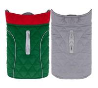 Paworld Dog Winter Coat with Harness Hole, Reversible, Reflective Pet Warm Jacket for Small Medium Dogs, Outdoor, Travelling (Green, M)