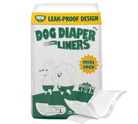 PAWPANG Disposable Dog Diaper Liners l Trial Pack (25 Count), Absorbent Inserts with Odor Control for Reusable Dog Diapers & Belly Bands (Large)