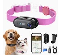 PAWPAWSEN 4K Pet Camera Collar - Mini Action Camera for Pets with Video Recording, Wireless Body Cam for Pet Supplies, Outdoor/Indoor Gift for Cats and Dogs (Black - Pink Waterproof Collar - M, 64g)