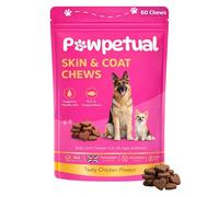 PawPetual Skin and Coat Chews for Dogs | 60 Omega-3 Soft Chews with Algae Oil, Salmon Oil, Biotin & Collagen | Supports Shiny Coat, Itchy Skin Relief & Joint Health | Formulated in UK