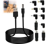 pawpoem 10PCS USB to Dc Power Cable,1m Universal 5v USB Power Charger, Cord with 10 Connectors 2.5x0.7mm, 3.0x1.0mm, 3.5x1.35mm and other sizes Adapter for Router Laptop Keyboard Small Devices