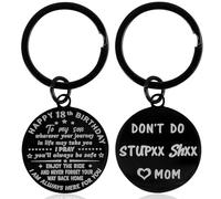 pawpoem 18th Birthday Gifts for Boys Men, from Mum, Stainless Steel Double-Sided Engraved Keyring, Age 18 Birthday Keyring, Meaningful Birthday Gift Ideas for Age 18 Teenagers and Young Men