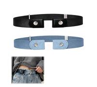 pawpoem 2 Pcs No Buckle Belt, for Men and Women, Black and Navy Elastic Waist Belts Adjustable Invisible Buckle-Free Stretch Belt for Jeans, Trousers, Casual Pants, Comfortable and Durable Belts