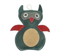 PAWPOURRI Natural Suede Leather Chew & Rope Toy for Adult Dogs, Puppies, | Tough, Durable, and Fun | Chewing Interactive Dog Toy (Owl Shape)
