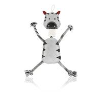 PAWPOURRI Rope & Suede for Adult Dogs, Puppies, Cats | Tough, Durable and Fun | Chewing Interactive Pet toy (Grey Zebra Toy)