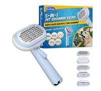 PawPride 5in1 Pet Grooming Brush for Dogs and Cats, Use For Brushing, Grooming, Bathing and De-Shedding, with Self-Cleaning Technology, Works on Short and Long Hair
