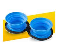 PawPride Collapsible Dog Bowl - Pop Up Travel Dog Bowl in Compact Carry Case, Adjustable Heights, Sturdy Hook & Loop Base, Portable, Foldable for Pet Travel Convenience