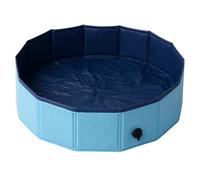 PawPride Foldable Dog Swimming Pool, Paddling Pool and Bath Tub - Durable Flexible Collapsible PVC Fabric, Sturdy Walls, Easy Drainage, suitable for Dogs Cats and children (M) 80x80x120cm