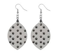 Pawprint Animal Paw Earrings for Women Wooden Earrings Pendant Apricot Shaped Drop Earrings Jewelry