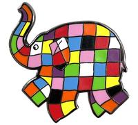 Pawprint Family | Elmer Jumping Left Enamel Pin Badge | David McKee's Elmer the Patchwork Elephant Official Merchandise