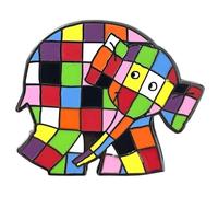 Pawprint Family | Elmer Looking Front Enamel Pin Badge | David McKee's Elmer the Patchwork Elephant Official Merchandise