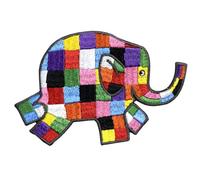 Pawprint Family | Elmer Running Right Sew on Patch | David McKee's Elmer The Patchwork Elephant Official Merchandise