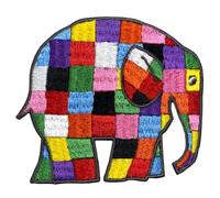 Pawprint Family | Elmer Walking Right Sew on Patch | David McKee's Elmer The Patchwork Elephant Official Merchandise