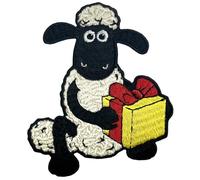 Pawprint Family | Shaun with Present Sew on Patch | Shaun The Sheep Official Merchandise