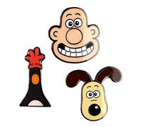 Pawprint Family | Wallace, Gromit, & Feathers Heads Collectors Multipack Bundle | Wallace & Gromit Official Merchandise for Jackets, Bags, and Gifts