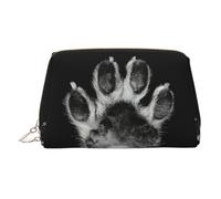 Pawprint Print Premium Leather Toiletry Travel Pouch with Waterproof Portable Pouch Open Flat Makeup Bag