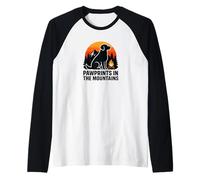 Pawprints in The Mountains Dog Hiking Quote Raglan Baseball Tee