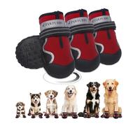PAWPUBBY Dog Shoes Dog Boots Winter Warm Non-Slip pet Shoes That Protect Paws from Cold, hot Roads, ice, Snow and Gravel, Suitable for All Dog Breeds (Red, 3#(Width-2.16inch) for 36-43lbs)