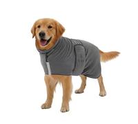 PAWPUP® Dog Drying Coat - Double Layer Ultra Absorbent Microfibre Dog Towel Robe, Dries in 20-30 Minutes, Thick, Soft & Warm All-Season Dressing Gown (Grey, S)