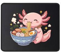 Pawpy Mate Cute Axolotl Eating Ramen Mouse Pad, Kawaii Anime Art Office Desk Decor, Funny Gift for Animal Lovers, Mousepad Non-Slip Rubber Base, 9.5x7.9 Inches