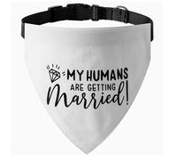 PAWROVE Dog Wedding Announcement Bandana, My Humans are Getting Married, Adjustable Buckle, Diamond Design, White, Size M