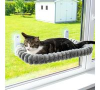 PAWRUSH Cat Window Perch - Premium Cat Window Hammock with 4 Large Suction Cups & Soft Bubble Cushion; Strong Rustproof Metal Frame Window Bed Holding 40lbs; Easy Assembly Perch for Indoor Cats; Gray