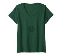 Paws Adventure: Outdoor Pet Explorers Graphic V-Neck T-Shirt, Women, Forest Green, M
