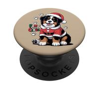 Paws And Claus Funny Christmas Pun Cute Bernese Mountain Dog PopSockets Adhesive PopGrip