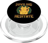Paws and Meditate Zen Cat Yoga Mandala Design Peaceful Kitty PopSockets PopGrip for MagSafe