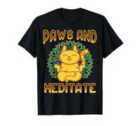 Paws and Meditate Zen Cat Yoga Mandala Design Peaceful Kitty T-Shirt