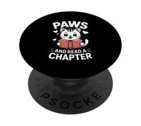 Paws And Read A Chapter Cute Cat Lover PopSockets Adhesive PopGrip