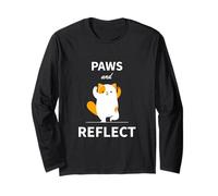 Paws and Reflect - Funny Cat Lovers, Cute Yoga Pose Kitty Long Sleeve T-Shirt