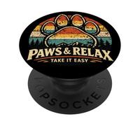 Paws and Relax Vintage Dog Paw Print Mountain Pine Animal PopSockets Adhesive PopGrip