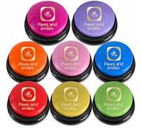 Paws and Smiles Dog Talking Buttons, 8-Pack Recordable Dog Buttons for Communication & Training, Pet Buzzer Set for Dogs & Cats, Game Buzzers, pet Gifts, Fluent Pet Tool