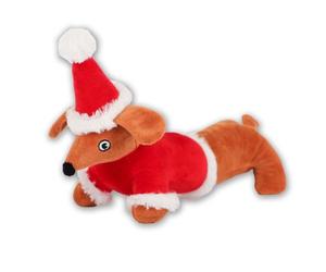 Paws Behavin' Badly Santa Sausage Dog Play Toy