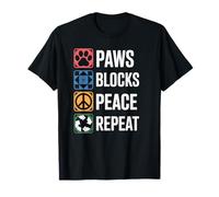 Paws Blocks Peace Repeat Quilt Quilter Funny Quilting T-Shirt