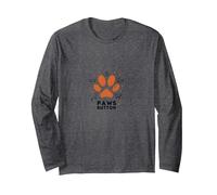 Paws Button: Whimsical Cat Lover Design for Pet Enthusiasts Long Sleeve T-Shirt, Adult Unisex, Dark Heather Grey, XL
