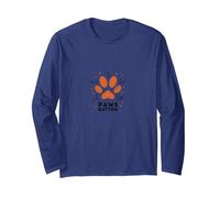 Paws Button: Whimsical Cat Lover Design for Pet Enthusiasts Long Sleeve T-Shirt, Adult Unisex, Navy, S