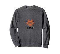 Paws Button: Whimsical Cat Lover Design for Pet Enthusiasts Sweatshirt, Adult Unisex, Dark Heather Grey, XXL