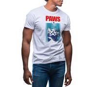 Paws Cat Lovers Jaws Inspired Men's White T-Shirt Size S