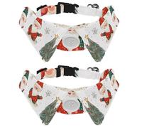 Paws Dog Cat Collar, 2 Packs Cute Santa Claus Christmas Tree Snowflake Pattern Bow Tie Dog Collars with Plastic Buckle, Pet Bowtie for Girls Boys Small Medium Cat Puppy Kittern