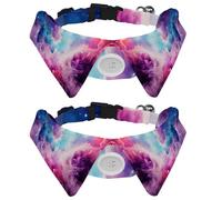 Paws Dog Cat Collar, 2 Packs Galaxy Universe Planet Bow Tie Dog Collars with Plastic Buckle, Pet Bowtie for Girls Boys Small Medium Cat Puppy Kittern