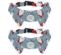 Paws Dog Cat Collar, 2 Pieces Christmas Snowflake Tree Santa Claus Bow Tie Dog Collars with Plastic Buckle, Pet Bowtie for Girls Boys Small Medium Cat Puppy Kittern